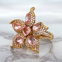 Load image into Gallery viewer, 4.26ctw Padparadscha Ring with Diamond Accents in 18K Rose Gold