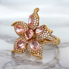 Load image into Gallery viewer, 4.26ctw Padparadscha Ring with Diamond Accents in 18K Rose Gold