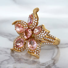 Load image into Gallery viewer, 4.26ctw Padparadscha Ring with Diamond Accents in 18K Rose Gold