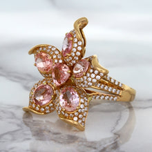 Load image into Gallery viewer, 4.26ctw Padparadscha Ring with Diamond Accents in 18K Rose Gold