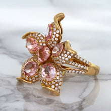 Load image into Gallery viewer, 4.26ctw Padparadscha Ring with Diamond Accents in 18K Rose Gold