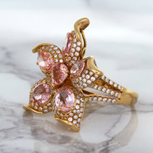 Load image into Gallery viewer, 4.26ctw Padparadscha Ring with Diamond Accents in 18K Rose Gold