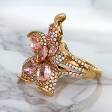 Load image into Gallery viewer, 4.26ctw Padparadscha Ring with Diamond Accents in 18K Rose Gold