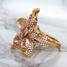 Load image into Gallery viewer, 4.26ctw Padparadscha Ring with Diamond Accents in 18K Rose Gold