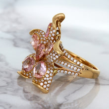 Load image into Gallery viewer, 4.26ctw Padparadscha Ring with Diamond Accents in 18K Rose Gold
