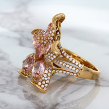 Load image into Gallery viewer, 4.26ctw Padparadscha Ring with Diamond Accents in 18K Rose Gold