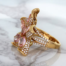 Load image into Gallery viewer, 4.26ctw Padparadscha Ring with Diamond Accents in 18K Rose Gold