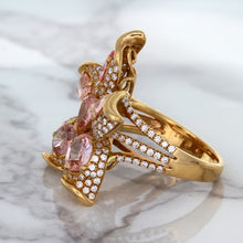 Load image into Gallery viewer, 4.26ctw Padparadscha Ring with Diamond Accents in 18K Rose Gold