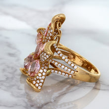 Load image into Gallery viewer, 4.26ctw Padparadscha Ring with Diamond Accents in 18K Rose Gold
