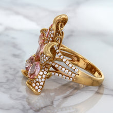 Load image into Gallery viewer, 4.26ctw Padparadscha Ring with Diamond Accents in 18K Rose Gold