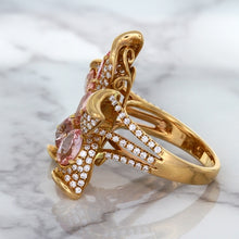 Load image into Gallery viewer, 4.26ctw Padparadscha Ring with Diamond Accents in 18K Rose Gold
