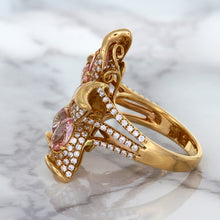 Load image into Gallery viewer, 4.26ctw Padparadscha Ring with Diamond Accents in 18K Rose Gold