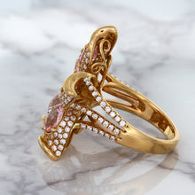 Load image into Gallery viewer, 4.26ctw Padparadscha Ring with Diamond Accents in 18K Rose Gold
