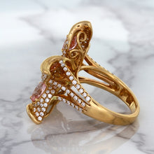 Load image into Gallery viewer, 4.26ctw Padparadscha Ring with Diamond Accents in 18K Rose Gold