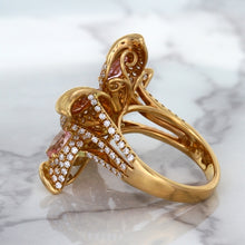 Load image into Gallery viewer, 4.26ctw Padparadscha Ring with Diamond Accents in 18K Rose Gold