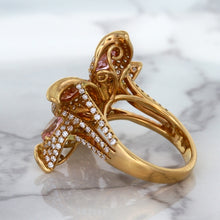 Load image into Gallery viewer, 4.26ctw Padparadscha Ring with Diamond Accents in 18K Rose Gold