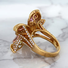 Load image into Gallery viewer, 4.26ctw Padparadscha Ring with Diamond Accents in 18K Rose Gold
