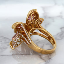 Load image into Gallery viewer, 4.26ctw Padparadscha Ring with Diamond Accents in 18K Rose Gold