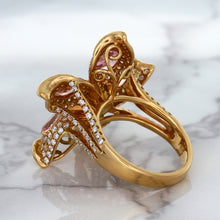 Load image into Gallery viewer, 4.26ctw Padparadscha Ring with Diamond Accents in 18K Rose Gold