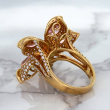 Load image into Gallery viewer, 4.26ctw Padparadscha Ring with Diamond Accents in 18K Rose Gold