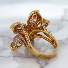 Load image into Gallery viewer, 4.26ctw Padparadscha Ring with Diamond Accents in 18K Rose Gold