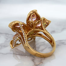 Load image into Gallery viewer, 4.26ctw Padparadscha Ring with Diamond Accents in 18K Rose Gold
