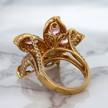 Load image into Gallery viewer, 4.26ctw Padparadscha Ring with Diamond Accents in 18K Rose Gold