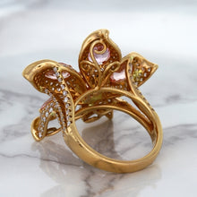 Load image into Gallery viewer, 4.26ctw Padparadscha Ring with Diamond Accents in 18K Rose Gold