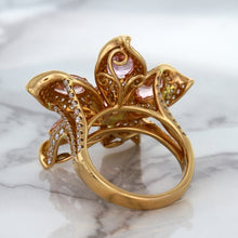 Load image into Gallery viewer, 4.26ctw Padparadscha Ring with Diamond Accents in 18K Rose Gold