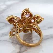 Load image into Gallery viewer, 4.26ctw Padparadscha Ring with Diamond Accents in 18K Rose Gold
