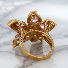 Load image into Gallery viewer, 4.26ctw Padparadscha Ring with Diamond Accents in 18K Rose Gold