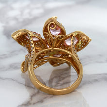 Load image into Gallery viewer, 4.26ctw Padparadscha Ring with Diamond Accents in 18K Rose Gold