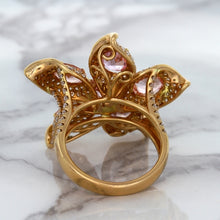Load image into Gallery viewer, 4.26ctw Padparadscha Ring with Diamond Accents in 18K Rose Gold