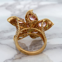 Load image into Gallery viewer, 4.26ctw Padparadscha Ring with Diamond Accents in 18K Rose Gold