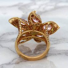 Load image into Gallery viewer, 4.26ctw Padparadscha Ring with Diamond Accents in 18K Rose Gold