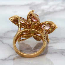 Load image into Gallery viewer, 4.26ctw Padparadscha Ring with Diamond Accents in 18K Rose Gold