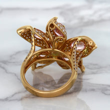 Load image into Gallery viewer, 4.26ctw Padparadscha Ring with Diamond Accents in 18K Rose Gold