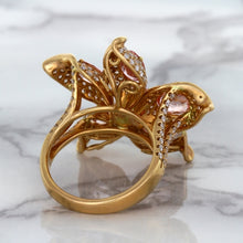 Load image into Gallery viewer, 4.26ctw Padparadscha Ring with Diamond Accents in 18K Rose Gold