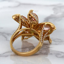 Load image into Gallery viewer, 4.26ctw Padparadscha Ring with Diamond Accents in 18K Rose Gold