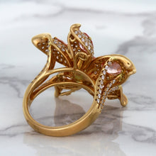 Load image into Gallery viewer, 4.26ctw Padparadscha Ring with Diamond Accents in 18K Rose Gold