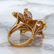 Load image into Gallery viewer, 4.26ctw Padparadscha Ring with Diamond Accents in 18K Rose Gold