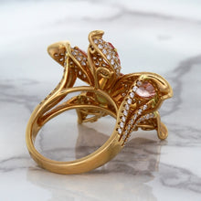 Load image into Gallery viewer, 4.26ctw Padparadscha Ring with Diamond Accents in 18K Rose Gold