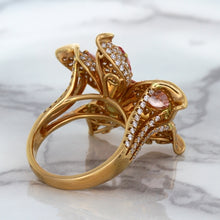 Load image into Gallery viewer, 4.26ctw Padparadscha Ring with Diamond Accents in 18K Rose Gold