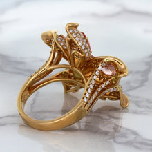 Load image into Gallery viewer, 4.26ctw Padparadscha Ring with Diamond Accents in 18K Rose Gold
