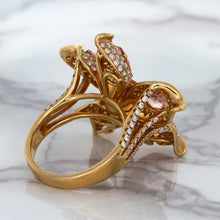 Load image into Gallery viewer, 4.26ctw Padparadscha Ring with Diamond Accents in 18K Rose Gold