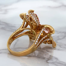 Load image into Gallery viewer, 4.26ctw Padparadscha Ring with Diamond Accents in 18K Rose Gold