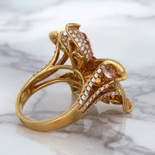 Load image into Gallery viewer, 4.26ctw Padparadscha Ring with Diamond Accents in 18K Rose Gold