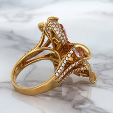 Load image into Gallery viewer, 4.26ctw Padparadscha Ring with Diamond Accents in 18K Rose Gold