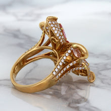 Load image into Gallery viewer, 4.26ctw Padparadscha Ring with Diamond Accents in 18K Rose Gold