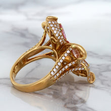 Load image into Gallery viewer, 4.26ctw Padparadscha Ring with Diamond Accents in 18K Rose Gold